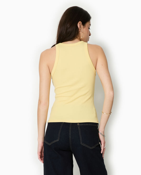 Débardeur en maille côtelée avec broderie Jaune pâle - Pimkie
