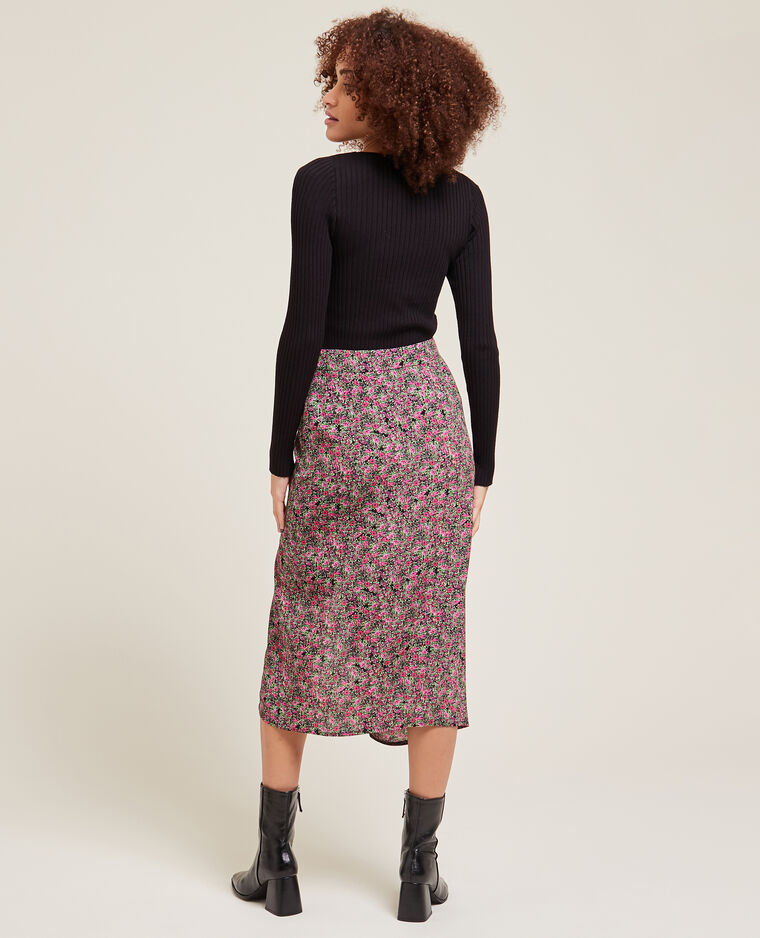 Jupe midi avec fronces et fente rose fuchsia - Pimkie