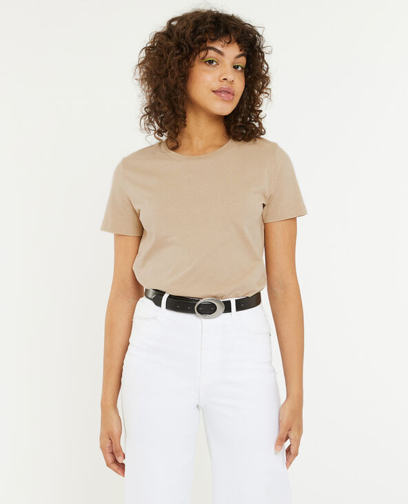 T-shirt basique col rond beige - Pimkie