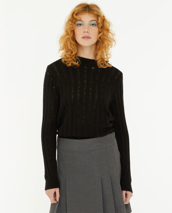 Pull en maille effet trashé noir - Pimkie