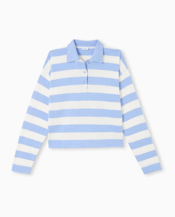 Pull col polo en maille rayée bleu marine - Pimkie