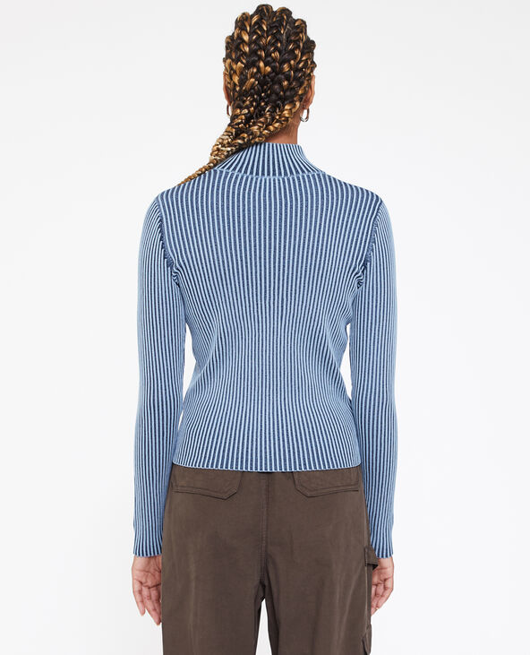 Gilet zippé maille effet rayé bleu marine - Pimkie