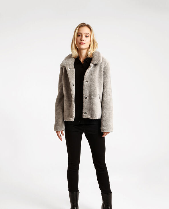 Veste en fausse fourrure gris foncé - Pimkie