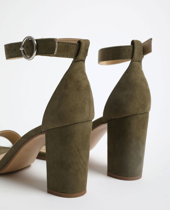 Sandales à talons microfibre vert kaki - Pimkie