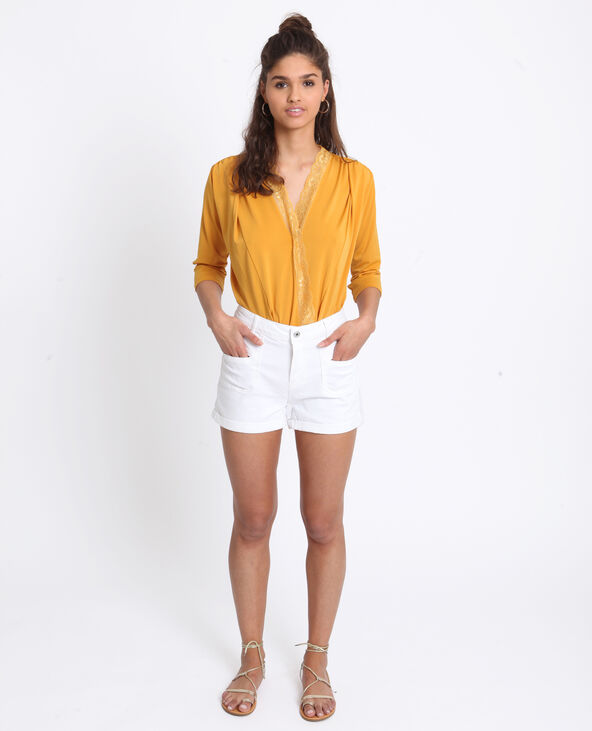 Body chemisier en dentelle jaune ocre - Pimkie