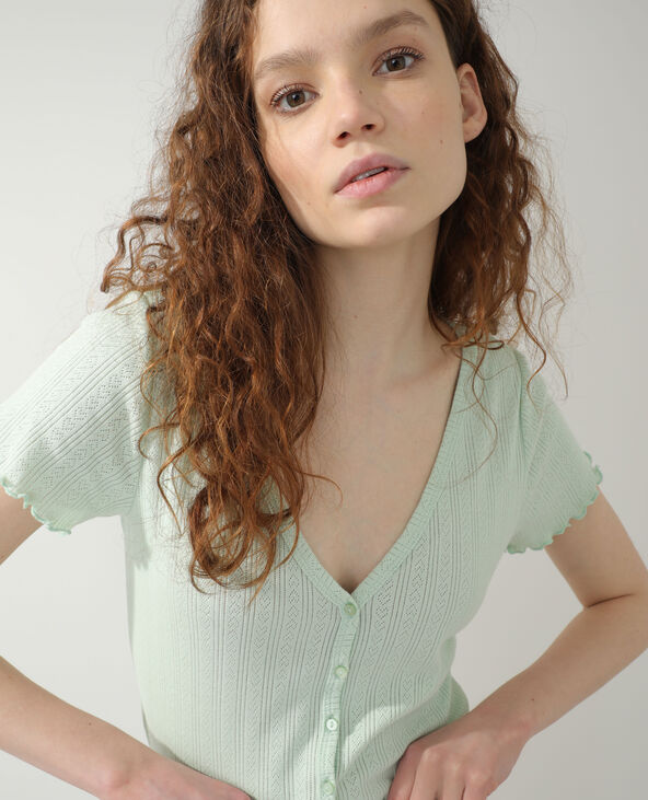 Gilet ajouré vert de gris - Pimkie