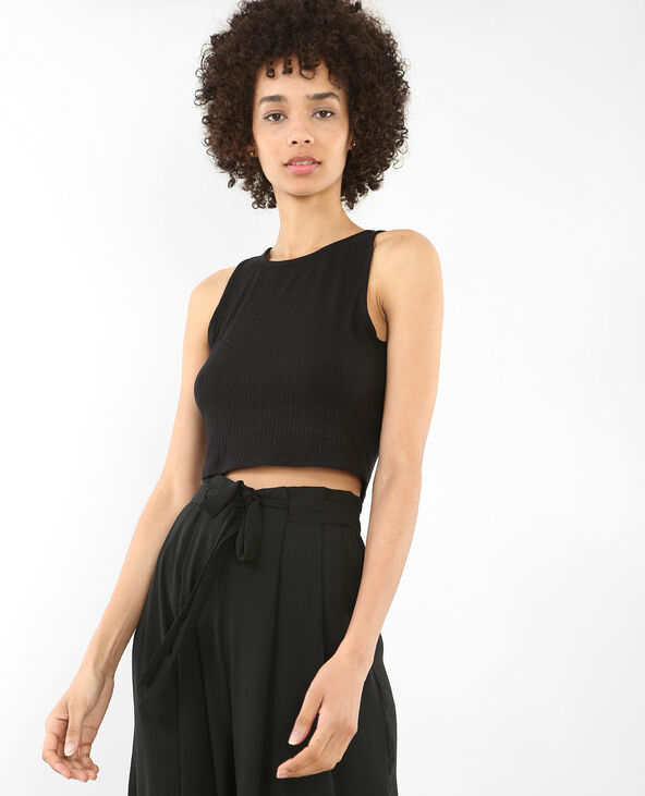 Cropped top côtelé noir - Pimkie