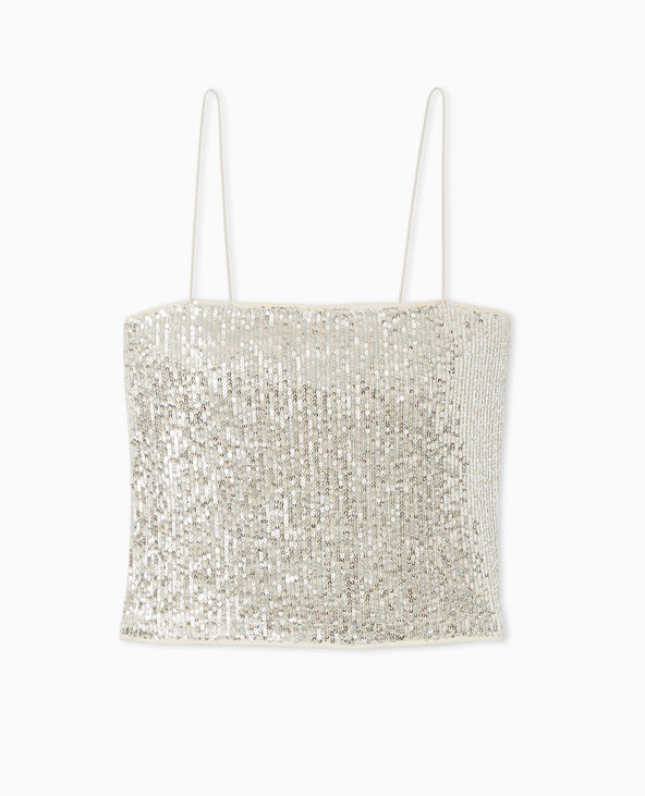Top court avec sequins beige - Pimkie