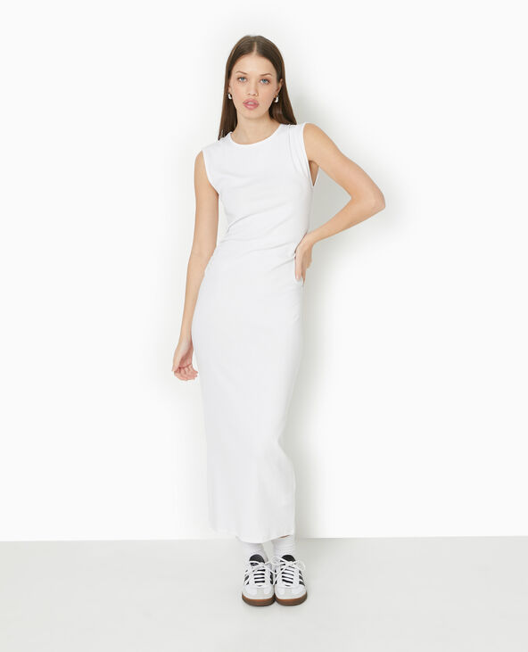 Robe longue sans manches avec fronces côtés blanc - Pimkie