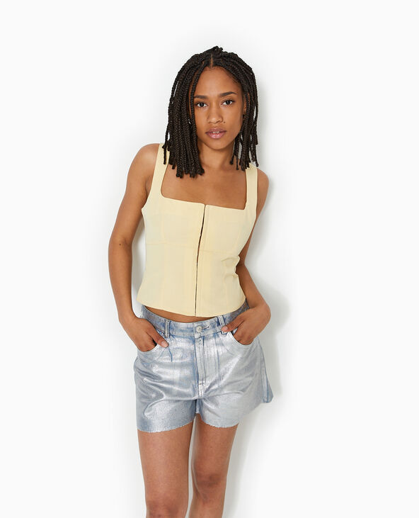 Top court à bretelles façon corset beige - Pimkie