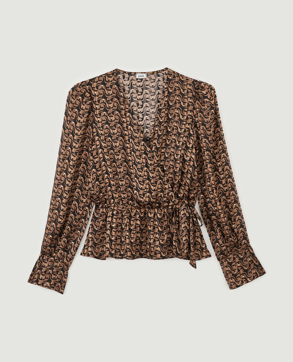 Blouse cache-cœur fils métallisés marron - Pimkie
