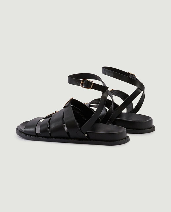 Sandales plates avec anneaux noir - Pimkie