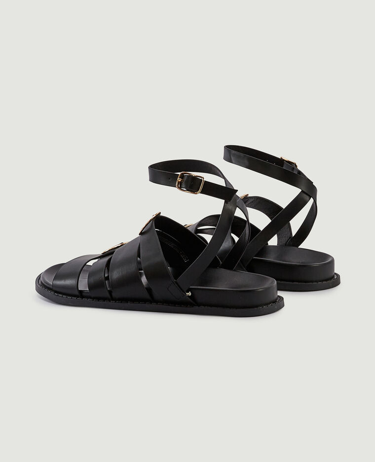 Sandales plates avec anneaux noir - Pimkie