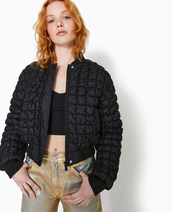 Blouson matelassé forme bombers noir - Pimkie