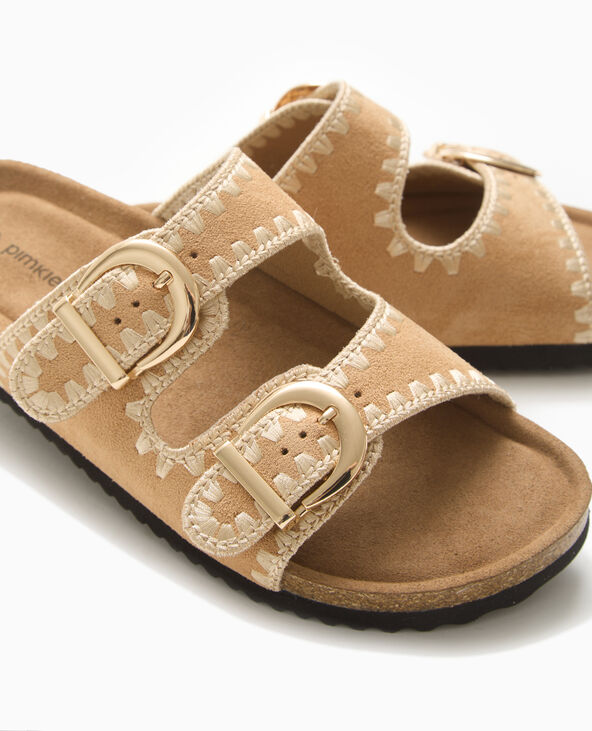 Mules à brides avec détails coutures camel - Pimkie