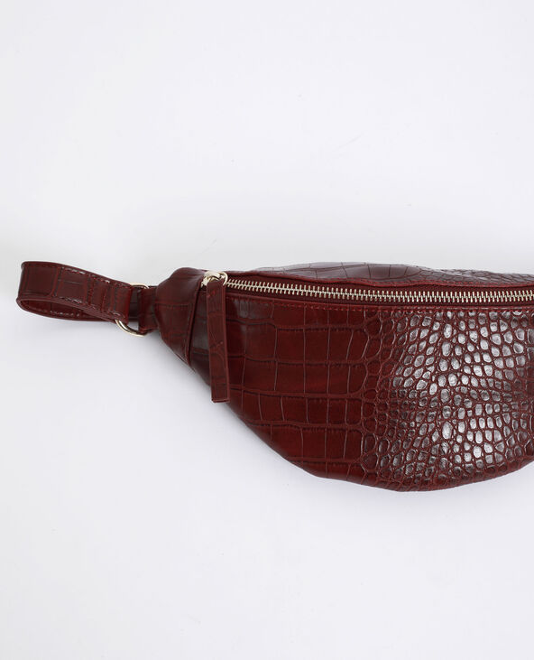 Sac banane croco bordeaux - Pimkie