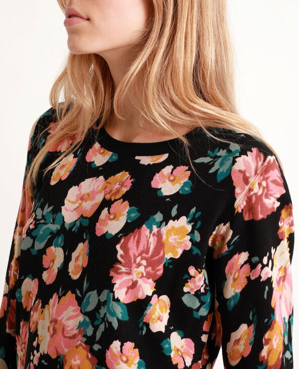 Pull à fleurs noir - Pimkie