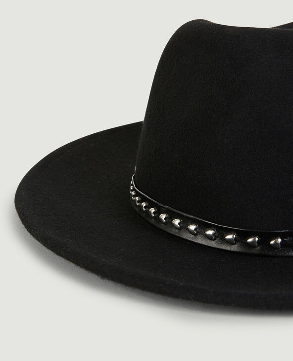 Chapeau en feutrine avec cœurs noir - Pimkie