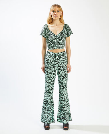 Top fluide à nouer fleuri bleu turquoise - Pimkie