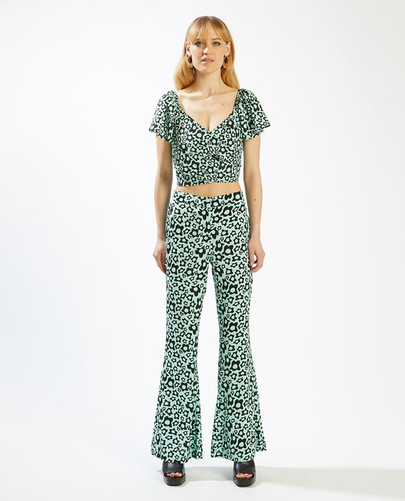 Top fluide à nouer fleuri bleu turquoise - Pimkie