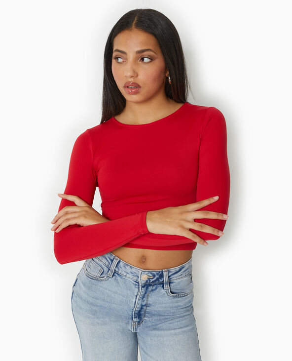 Top manches longues avec dos ouvert rouge - Pimkie