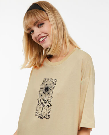 T-shirt oversize Lumos Harry Potter beige - Pimkie