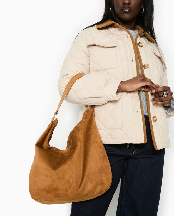 Grand sac cabas en suédine camel - Pimkie