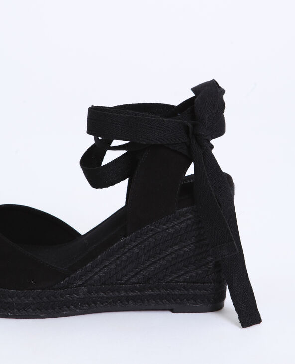 Sandales compensées en paille noir - Pimkie
