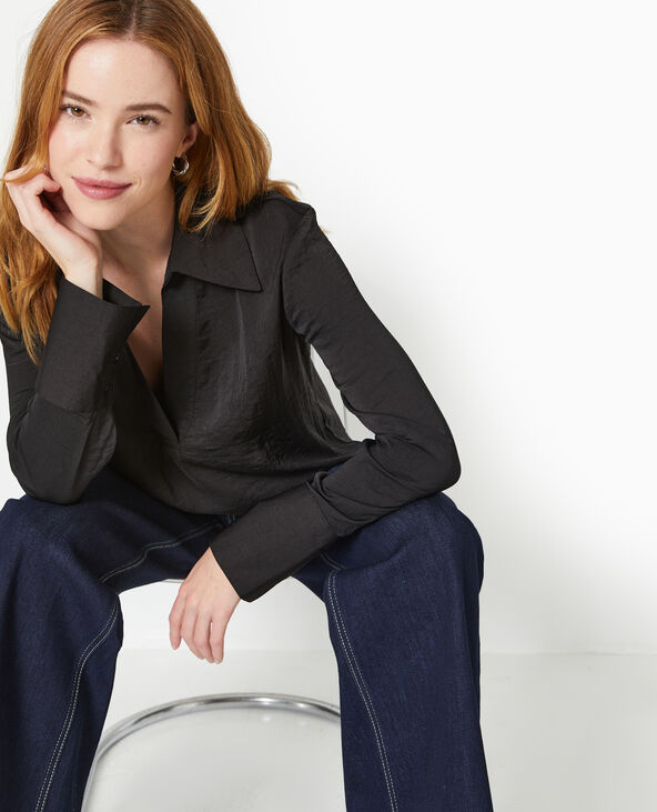 Blouse manches longues avec col noir - Pimkie