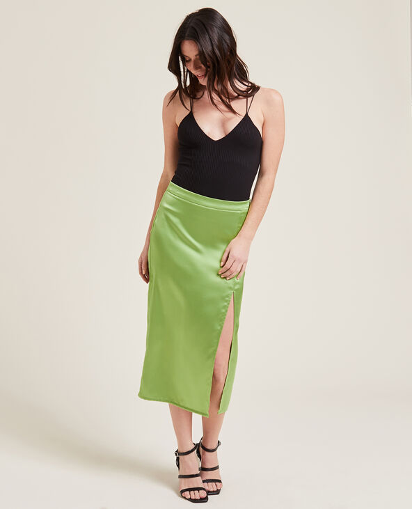 Jupe longue en satin vert - Pimkie