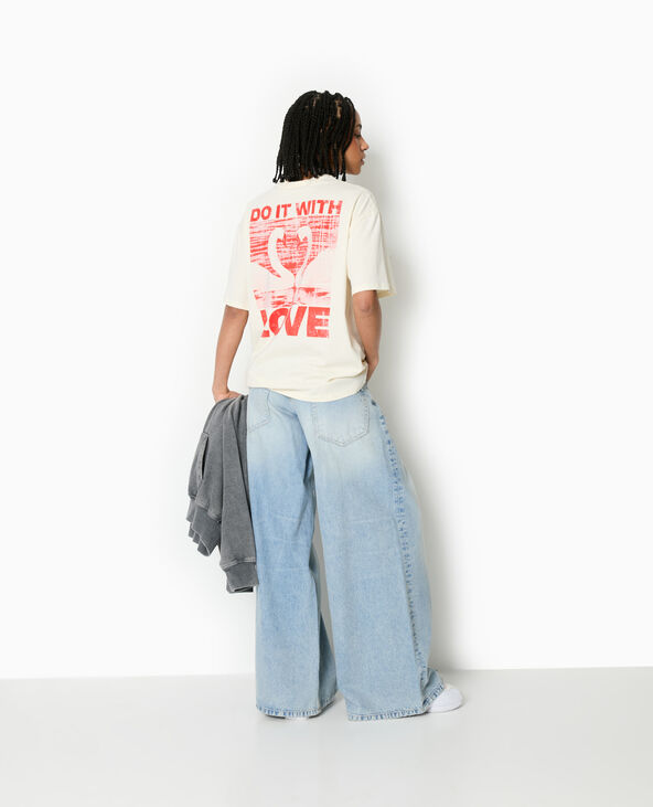 T-shirt oversize avec print poitrine et dos blanc - Pimkie
