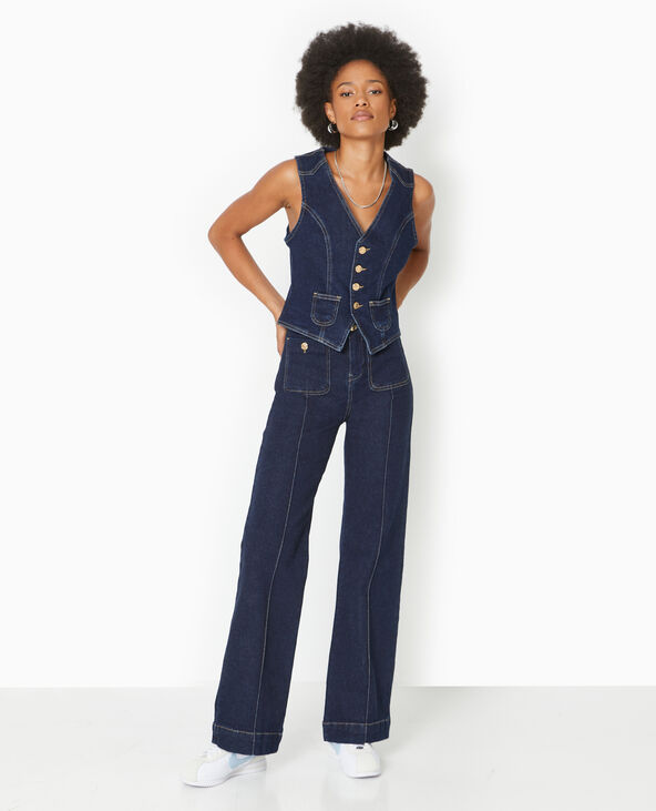 Jean flare taille haute avec poches plaquées bleu - Pimkie