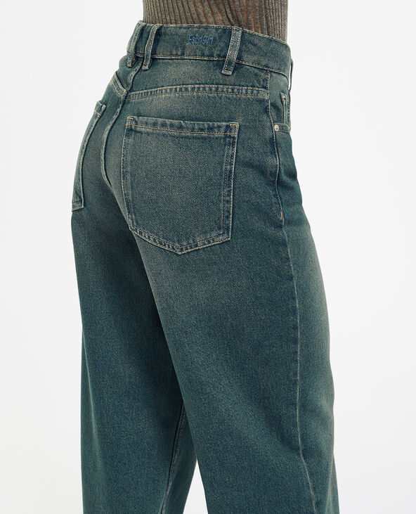 Jean wide taille haute effet dirty vert kaki - Pimkie