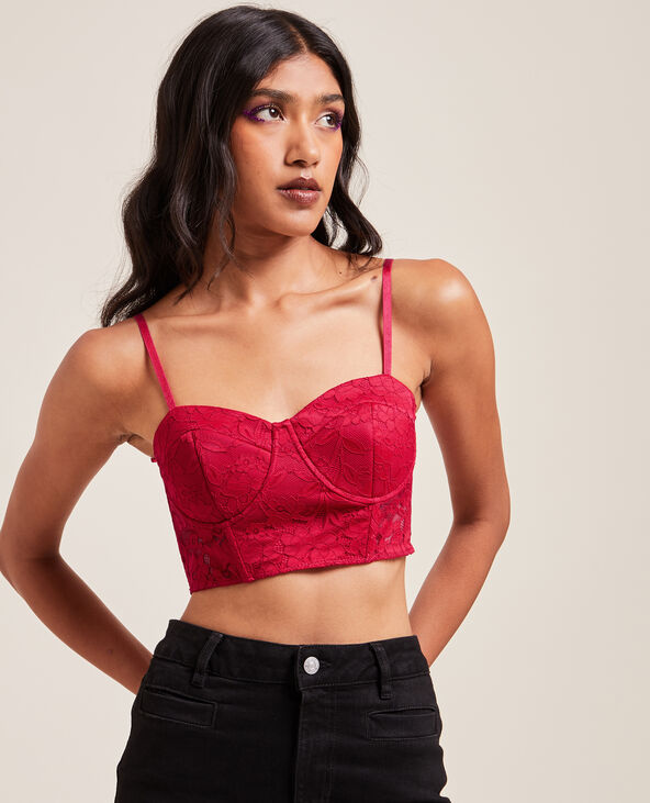 Brassière en dentelle rouge - Pimkie