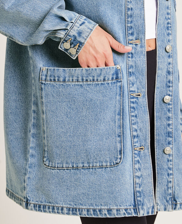 Veste longue en jean bleu délavé - Pimkie