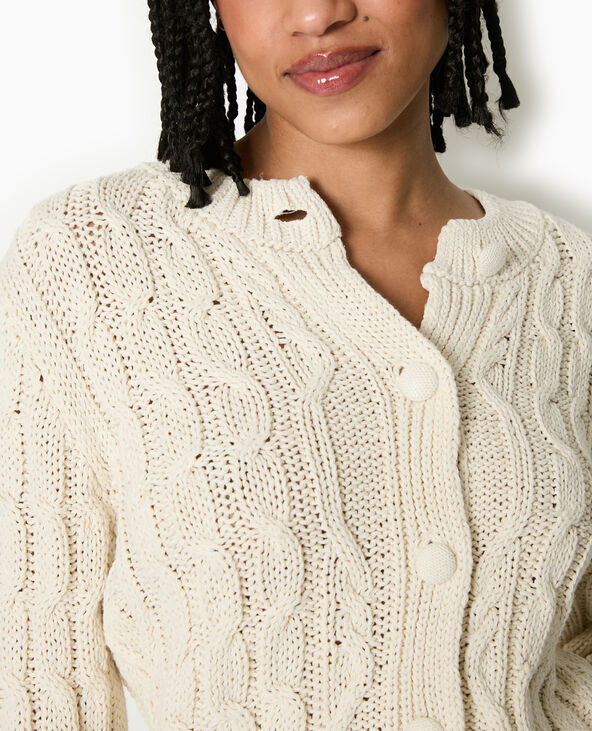 Gilet en maille torsadée blanc - Pimkie