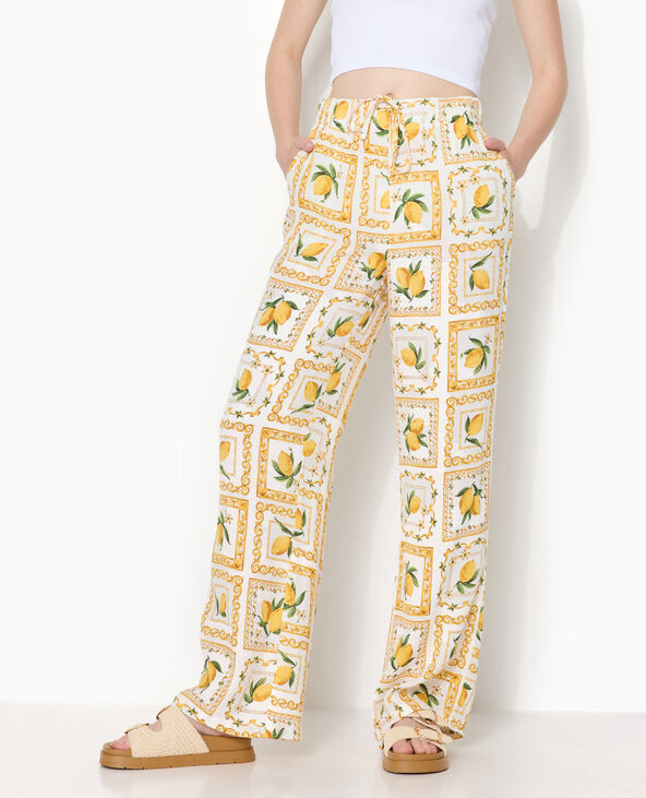 Pantalon taille coulissée motif citrons jaune - Pimkie