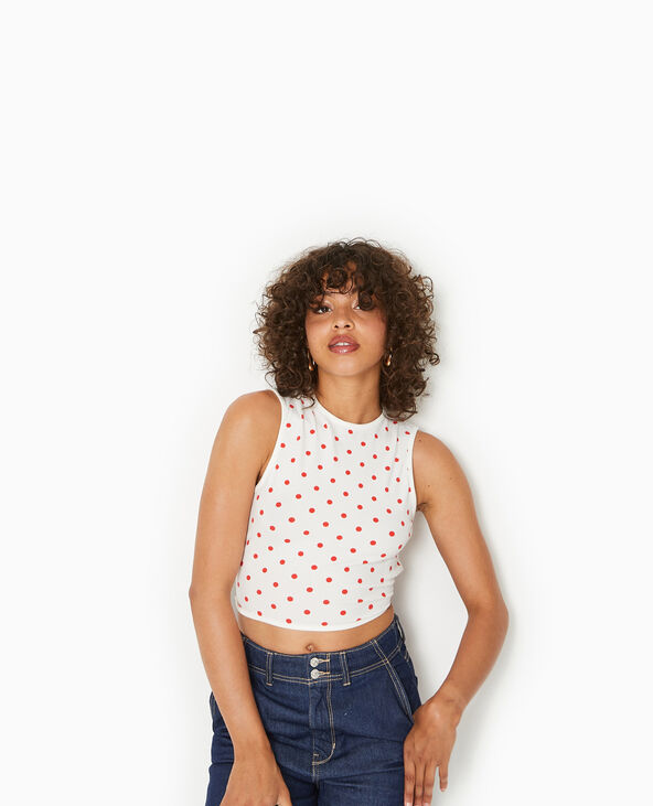 Débardeur avec cut-out dos motif pois écru - Pimkie