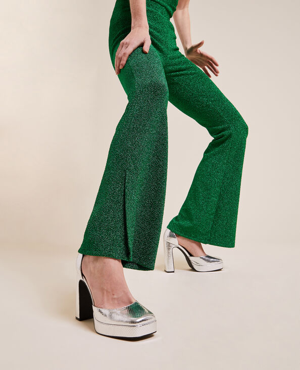 Pantalon flare maille lurex vert - Pimkie