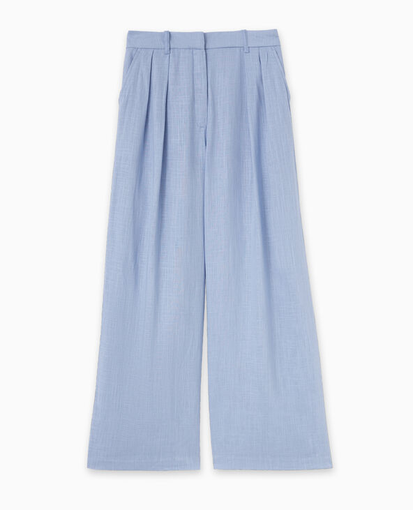 Pantalon large et droite avec pinces bleu - Pimkie