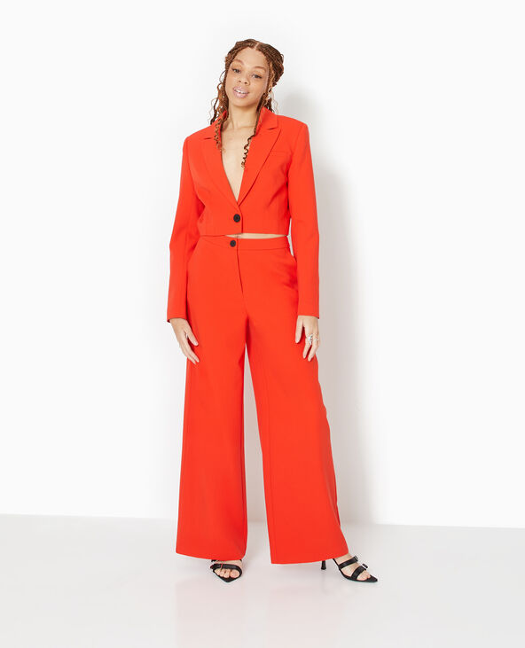 Pantalon large et droit taille haute rouge - Pimkie