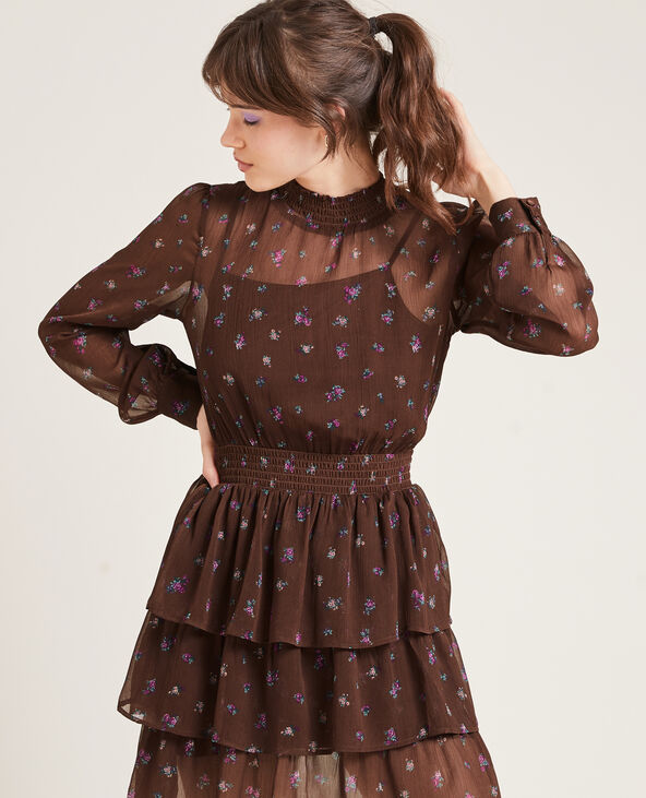 Robe à volants marron - Pimkie