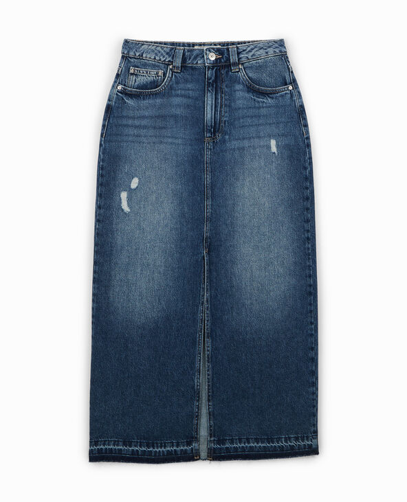 Jupe longue en jean bleu - Pimkie