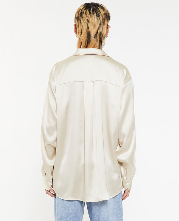 Chemise oversize en satin beige - Pimkie