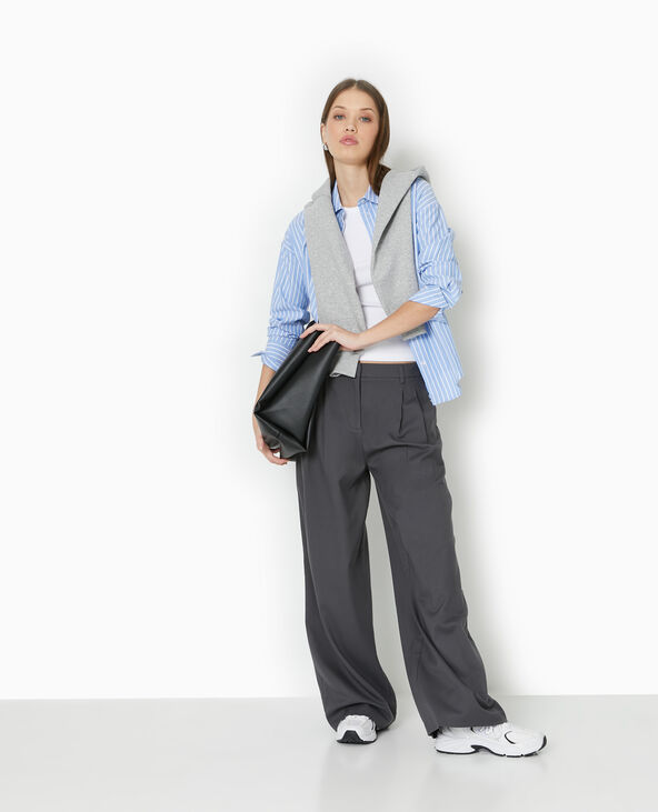Pantalon large avec pinces gris foncé - Pimkie