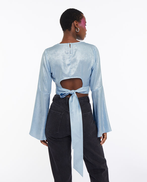 Top court cache-cœur avec cut out dos bleu - Pimkie