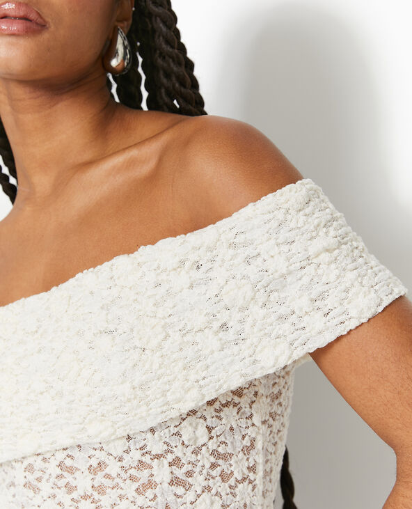Top en dentelle encolure Bardot blanc - Pimkie
