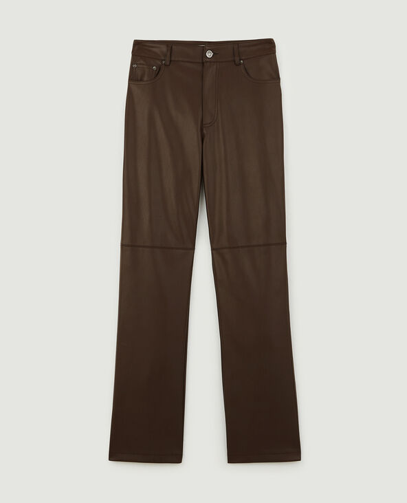 Pantalon droit simili cuir marron - Pimkie