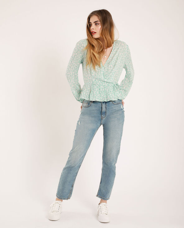 Blouse à fleurs bleu turquoise - Pimkie