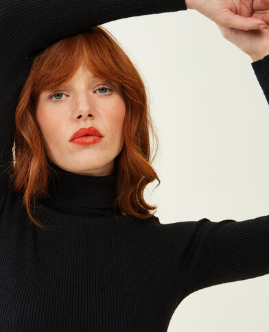 Pull col roulé maille côtelée noir - Pimkie